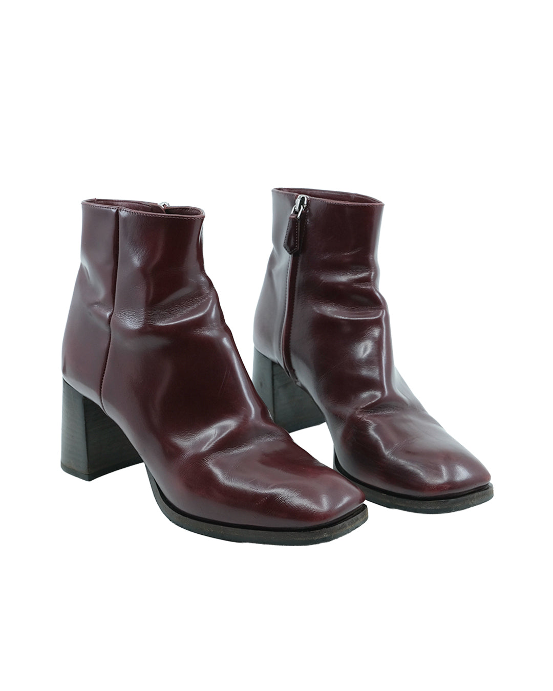 PRADA BURGUNDY LEATHER BOOTS (8US)