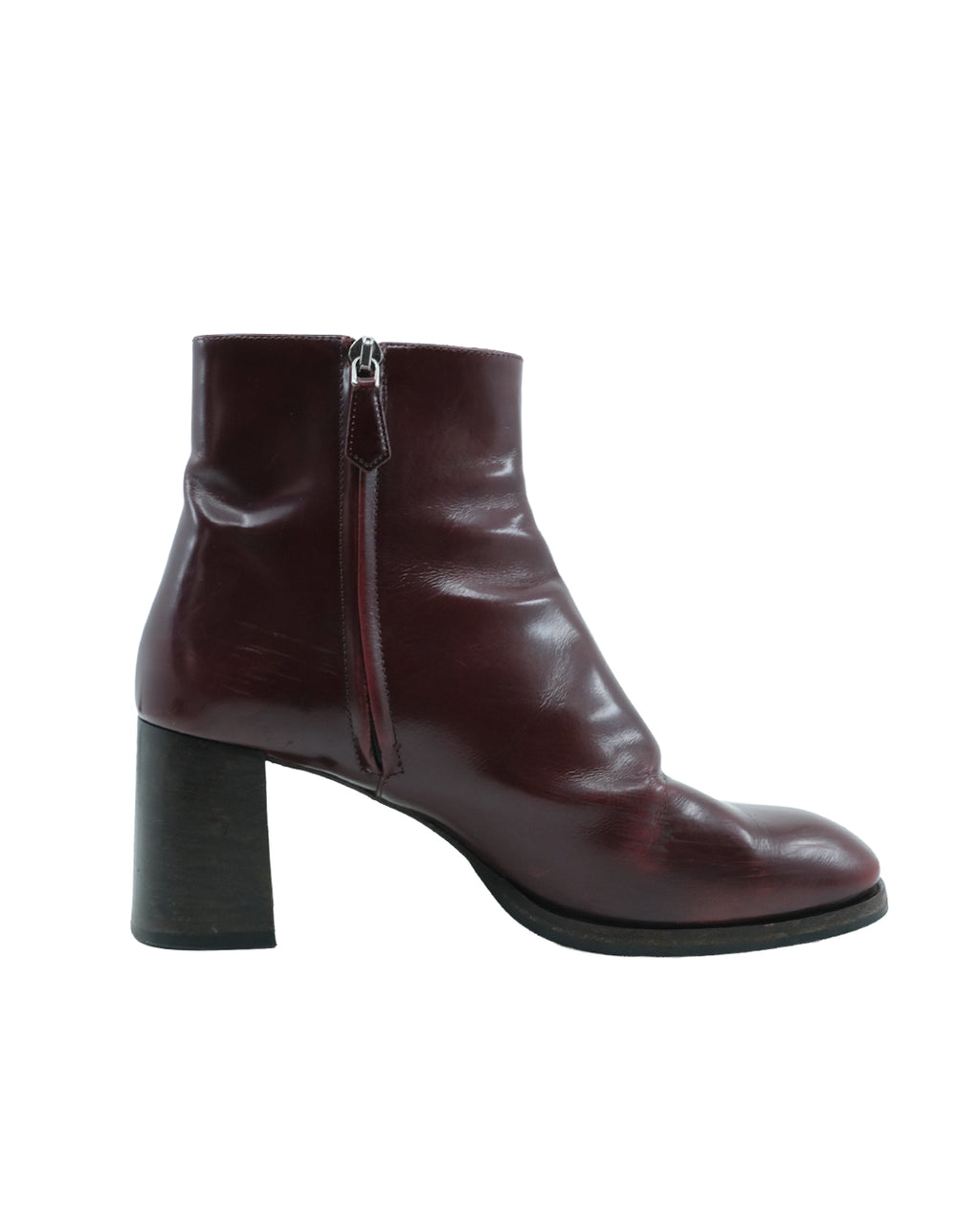 PRADA BURGUNDY LEATHER BOOTS (8US)