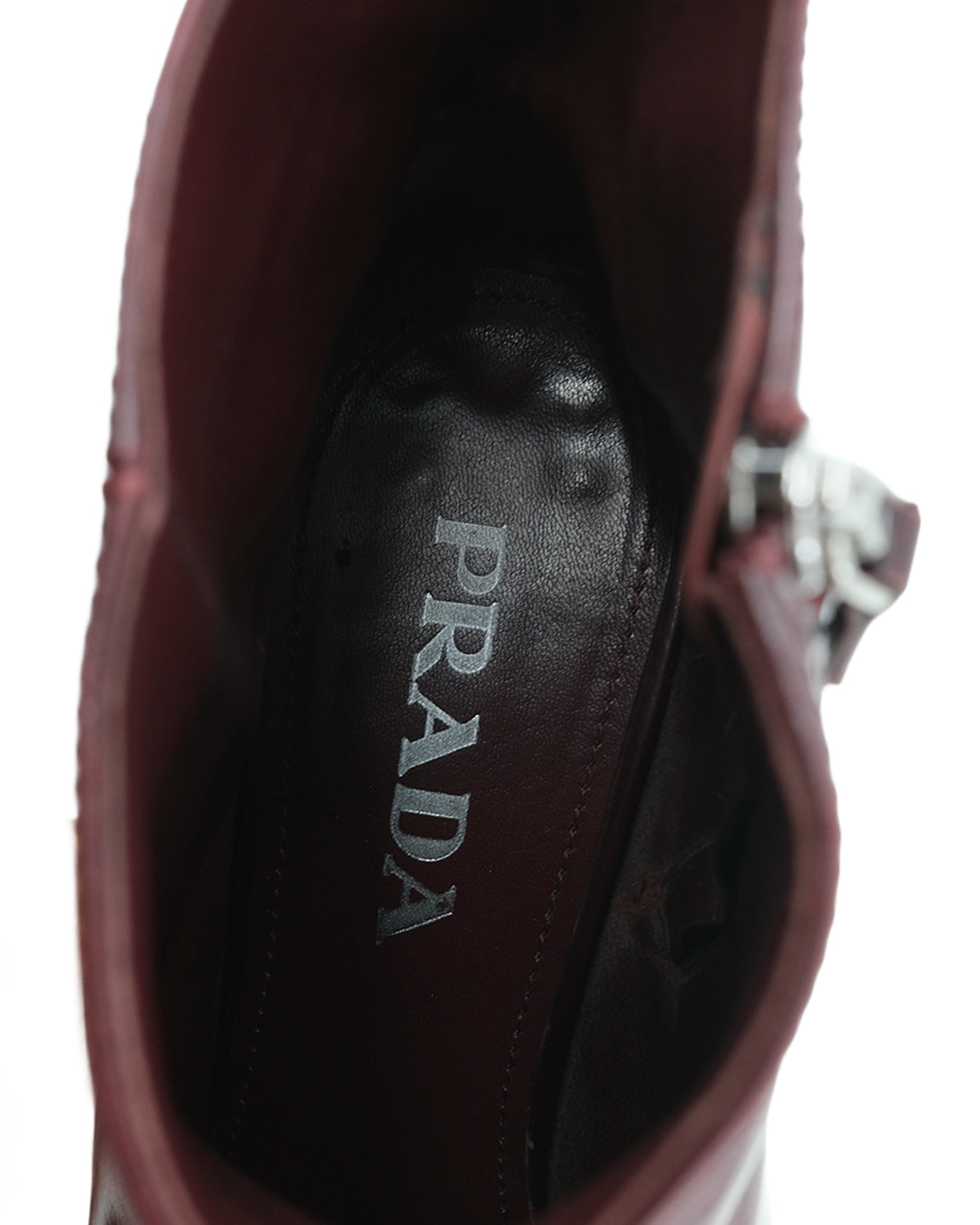 PRADA BURGUNDY LEATHER BOOTS (8US)