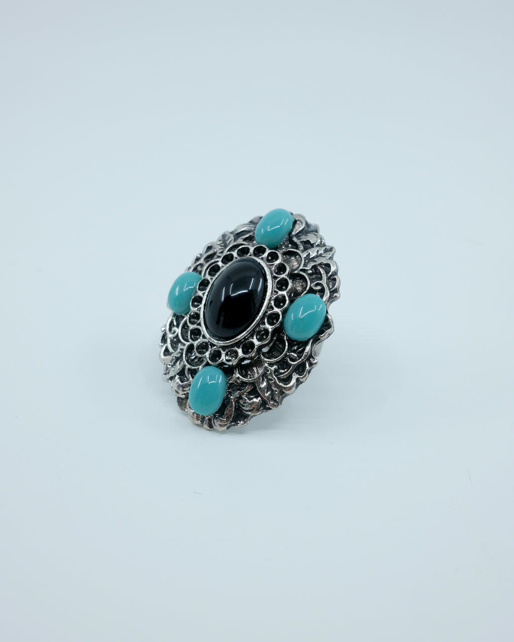 ANILLO VINTAGE CON TURQUESAS (AJUSTABLE)