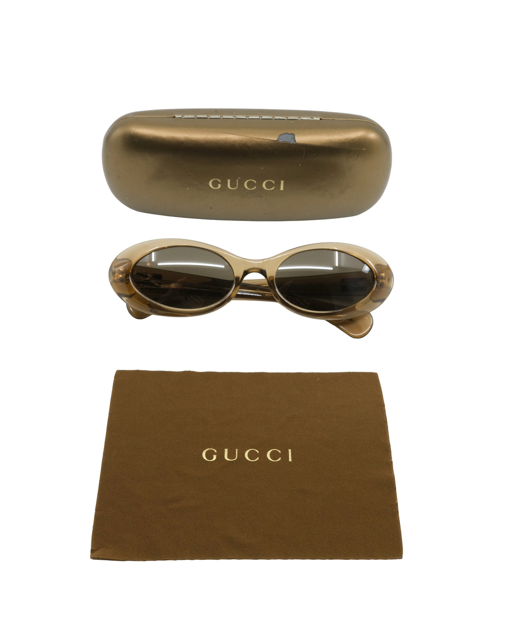 90'S GUCCI OVAL SUNGLASSES BROWN