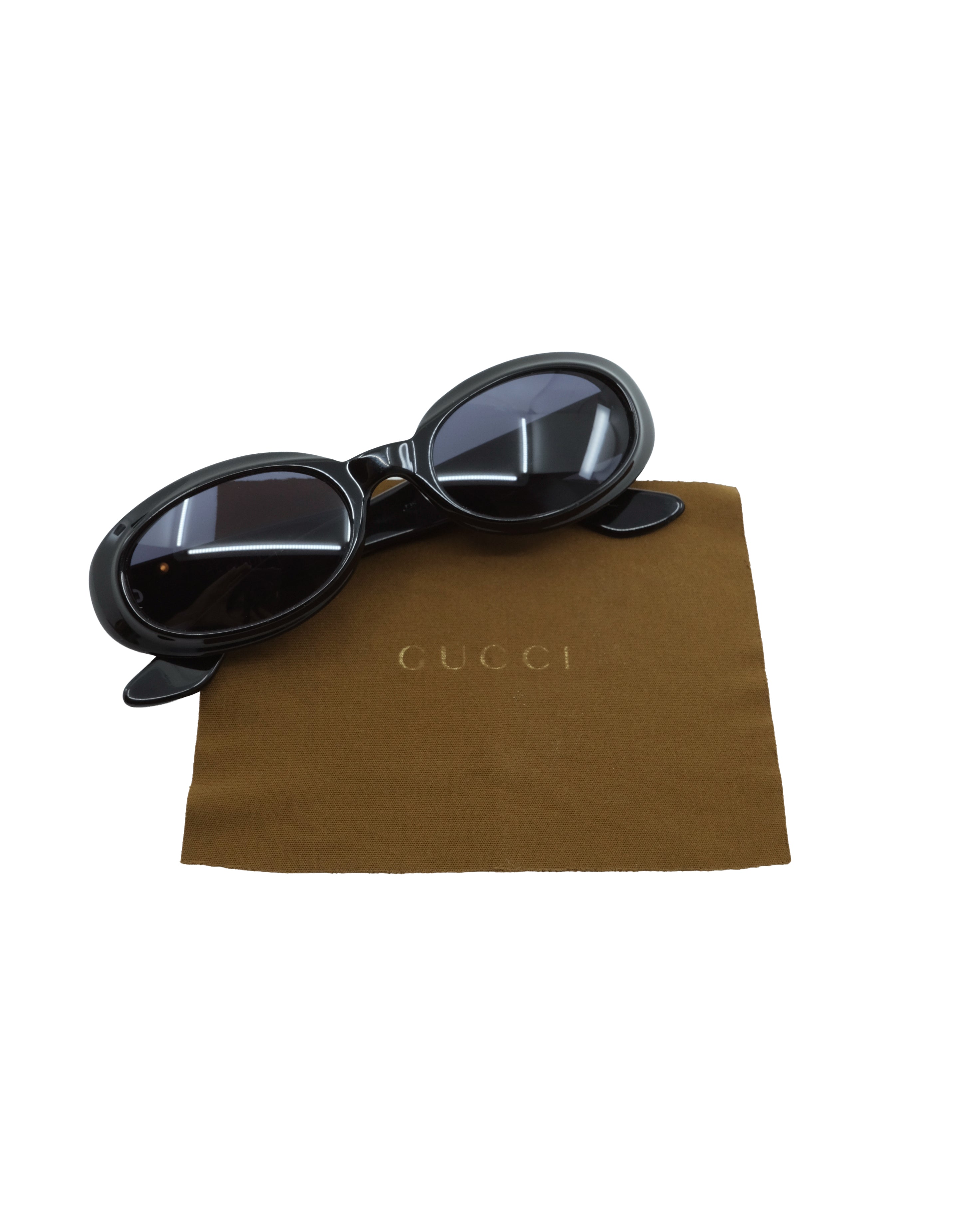90'S GUCCI OVAL SUNGLASSES BLACK