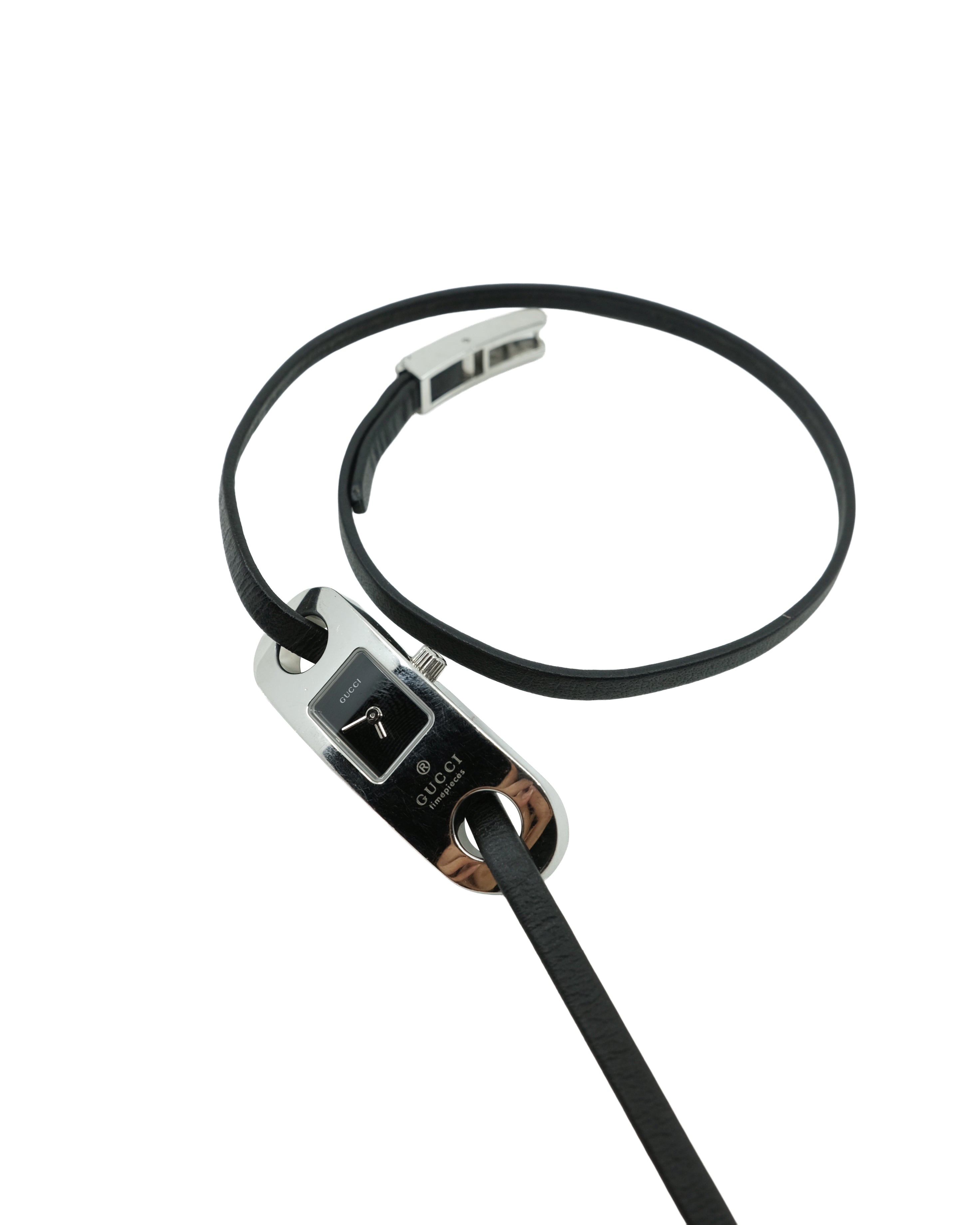 GUCCI 6100L LEATHER BRACELET WATCH