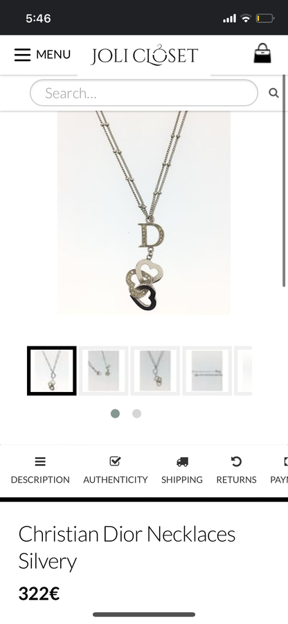 Christian Dior heart double necklace