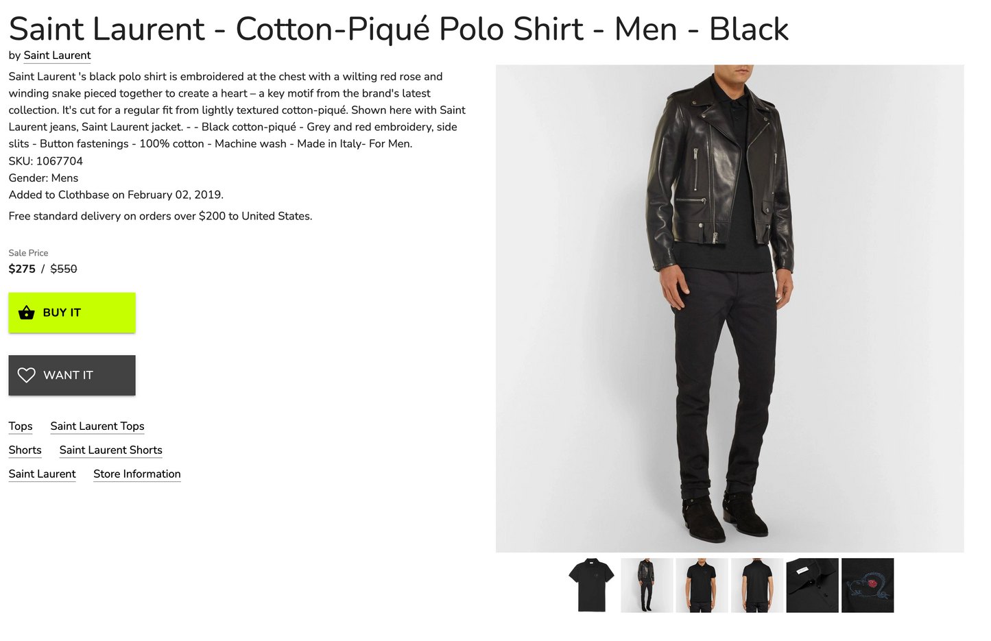 Saint Laurent - Cotton-Piqué Polo Shirt (M/L)