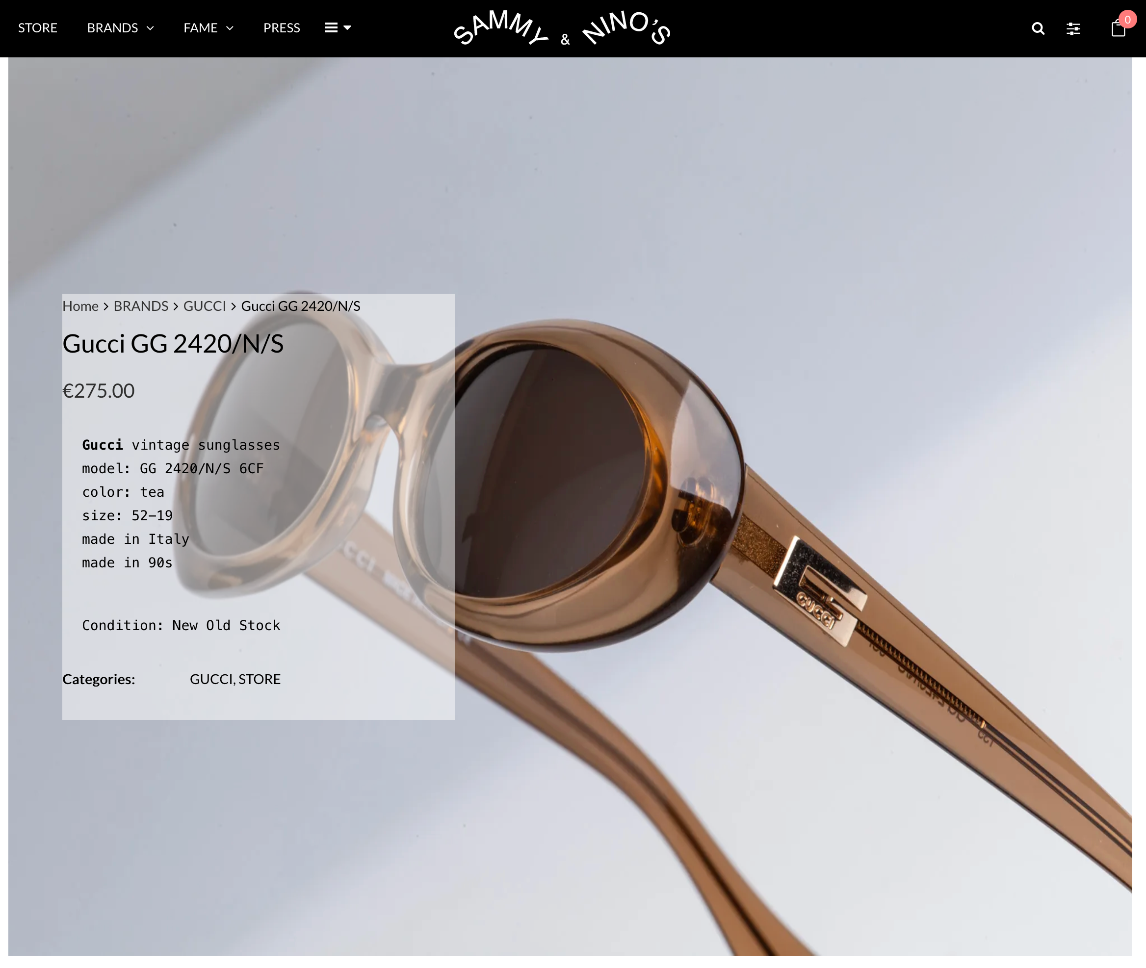 90'S GUCCI OVAL SUNGLASSES BROWN