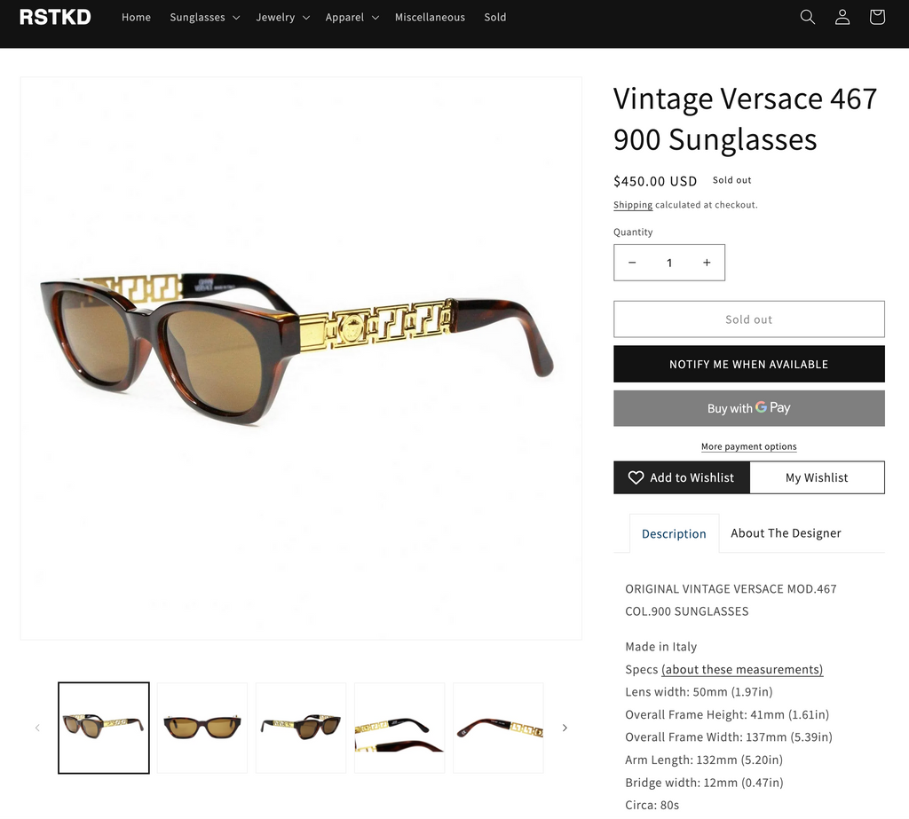 80'S GIANNI VERSACE SUNGLASSES