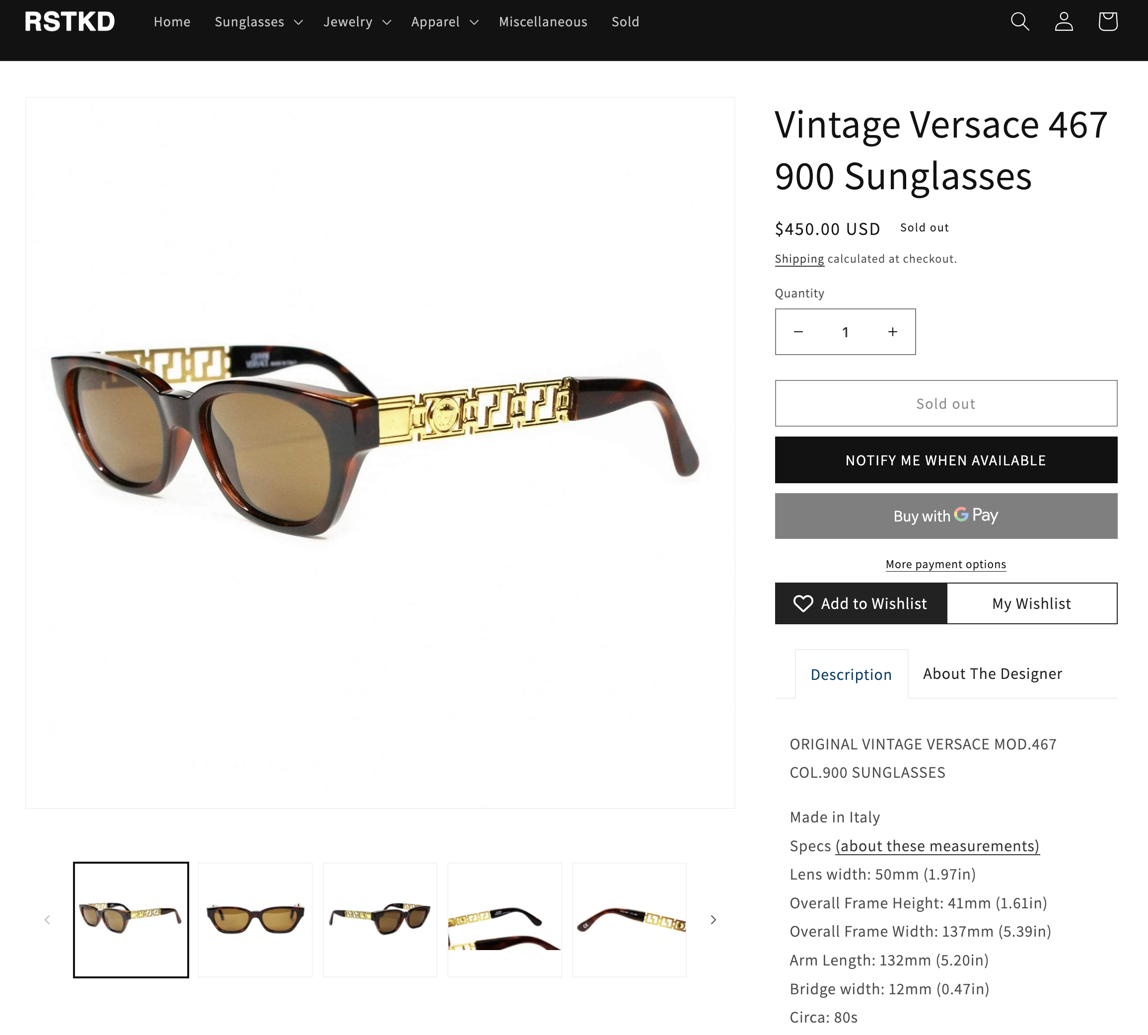 80'S GIANNI VERSACE SUNGLASSES