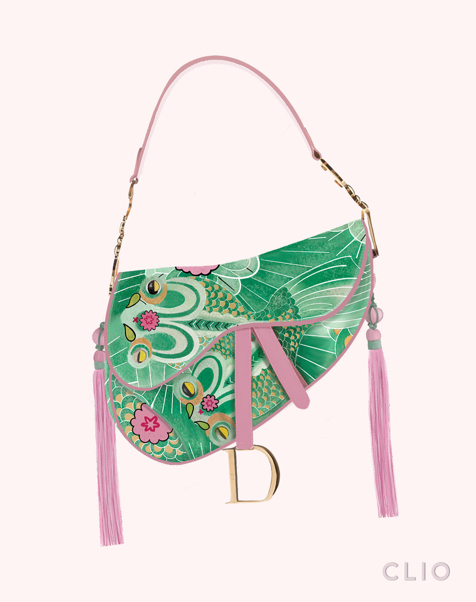 CLIO PRINT ASIAN SADDLE BAG 11.5X9"